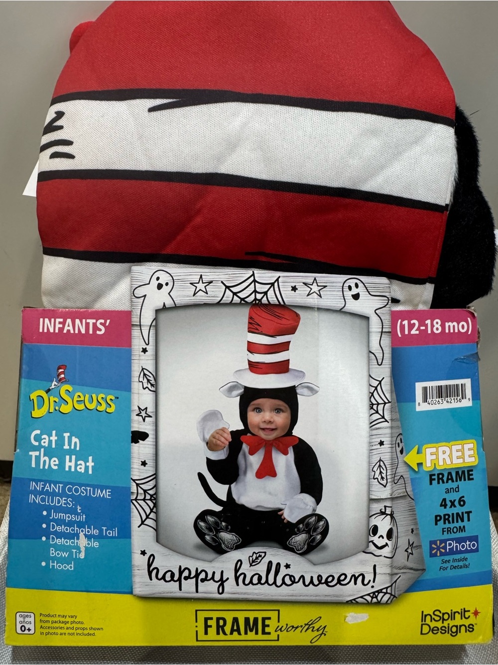 Dr. Seuss Cat in the Hat Infant Costume — Red, White & Black 12-18M